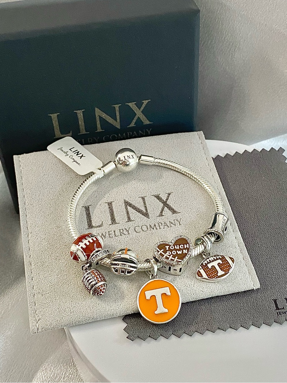 Linx Snake Chain Bracelet with Tennessee Vols Themed Charms